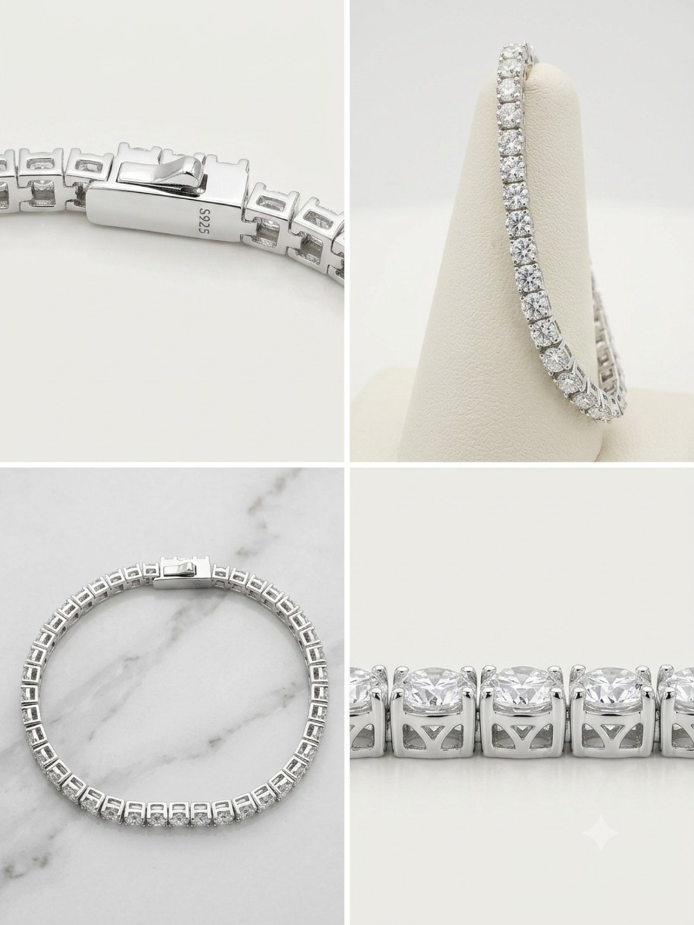 Sterling Silver Clear Moissanite Tennis Bracelet - Women Jewelry